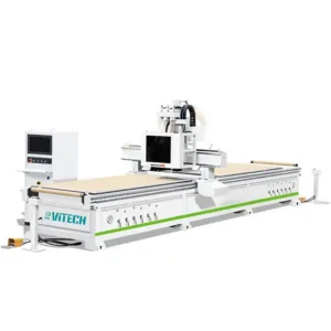 2100×3660 mm CNC Router Machine (Overhead Control Panel – Dual Vacuum Pumps + 9 Vertical Drilling Units)