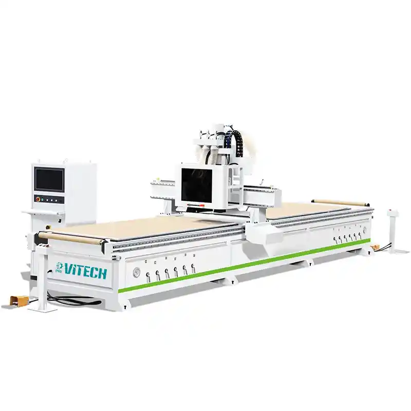 2100×3660 mm CNC Router Makinesi (Kontrol Paneli Üzerinde – İki Vakum Pompalı + 9 Dikey Delik)